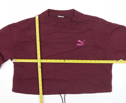 Puma Womens Purple Sweatshirt Size 12 Logo Pullover Crew Neck