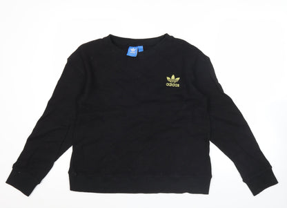 Adidas Womens Black Sweatshirt Size 14 UK Logo Graphic Pullover
