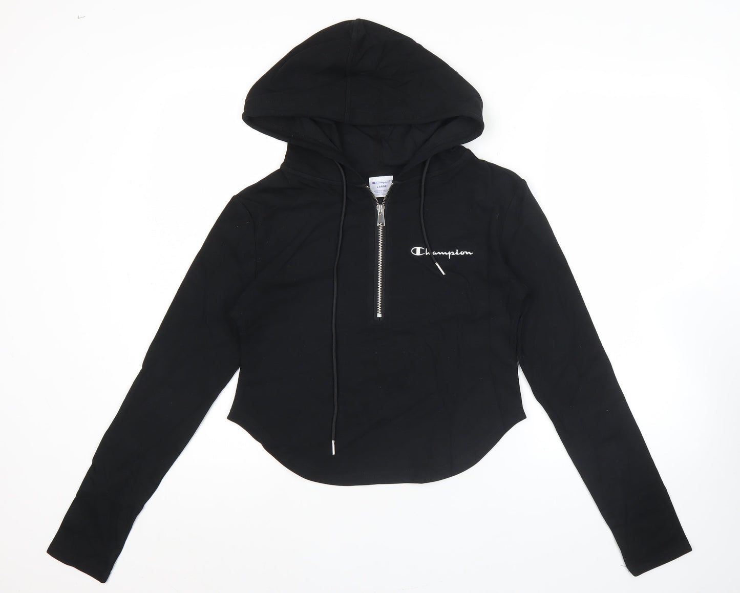 Champion Womens Black Large Hoodie Sweatshirt Long Sleeve Zip