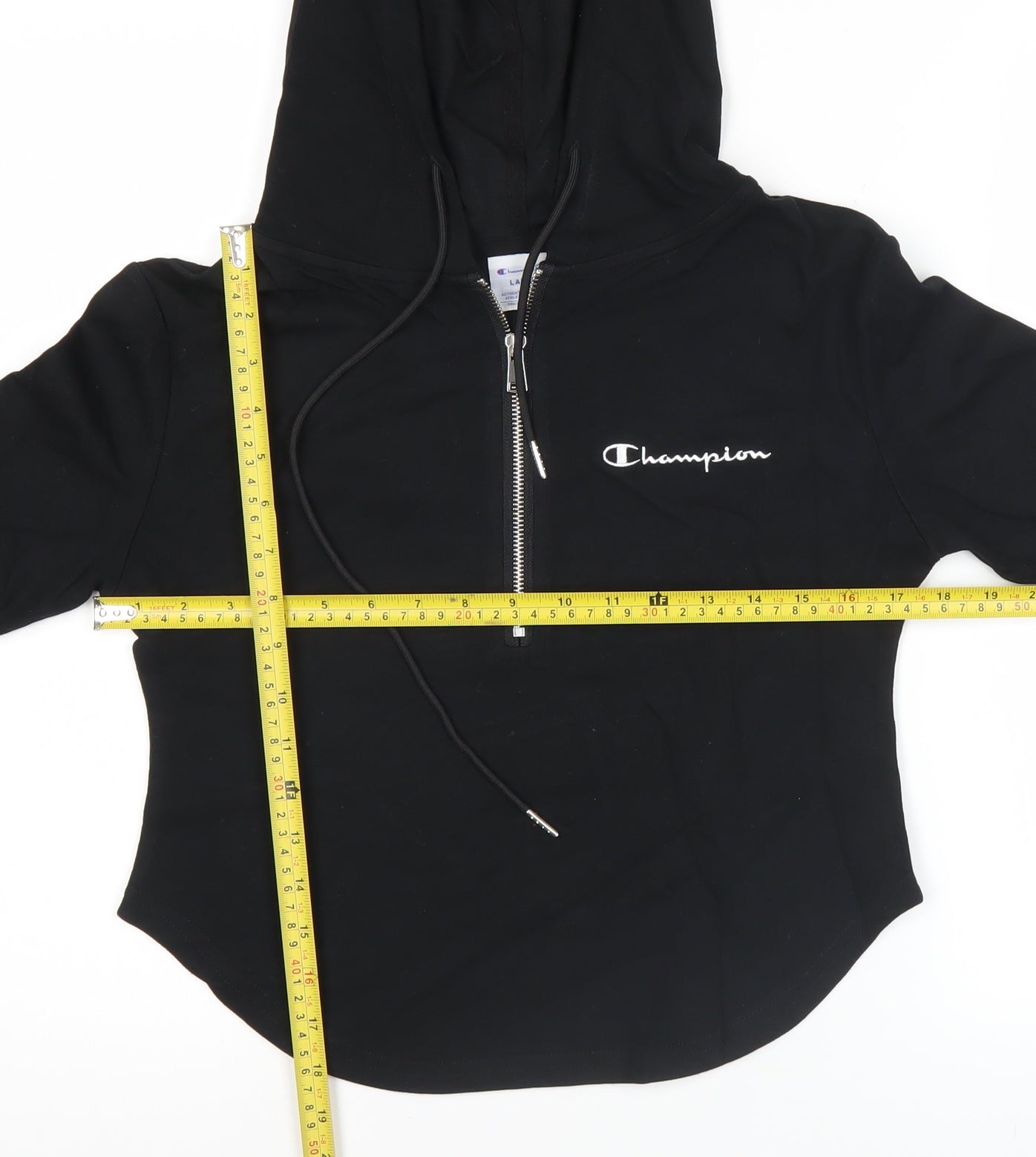 Champion Womens Black Large Hoodie Sweatshirt Long Sleeve Zip