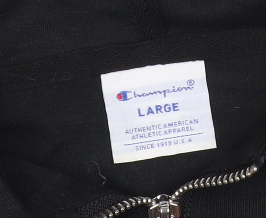 Champion Womens Black Large Hoodie Sweatshirt Long Sleeve Zip