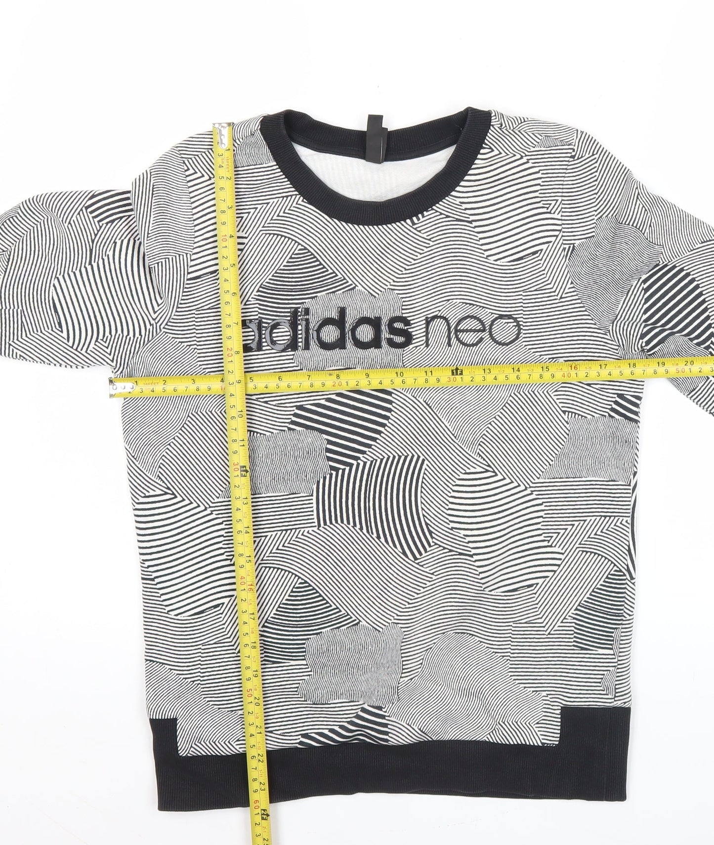 Adidas Neo Womens Black White Sweatshirt UK 10 Cotton Blend