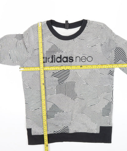 Adidas Neo Womens Black White Sweatshirt UK 10 Cotton Blend