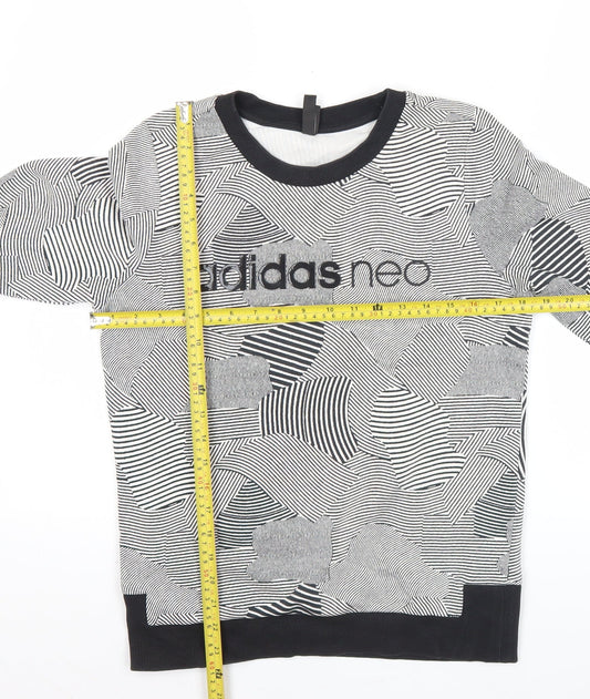 Adidas Neo Womens Black White Sweatshirt UK 10 Cotton Blend