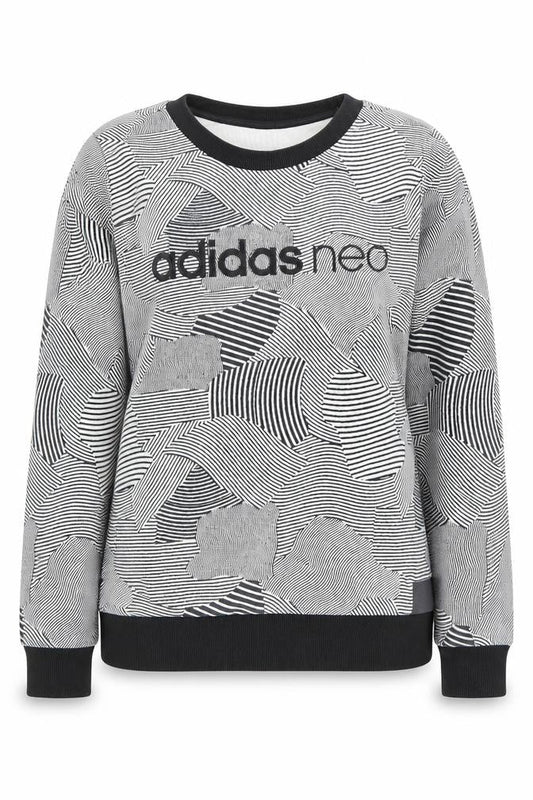 Front view of Adidas Neo women’s black white sweatshirt uk 10 cotton blend