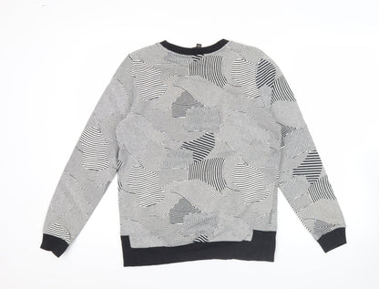 Adidas Neo Womens Black White Sweatshirt UK 10 Cotton Blend