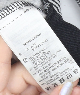 Adidas Neo Womens Black White Sweatshirt UK 10 Cotton Blend