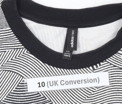 Adidas Neo Womens Black White Sweatshirt UK 10 Cotton Blend