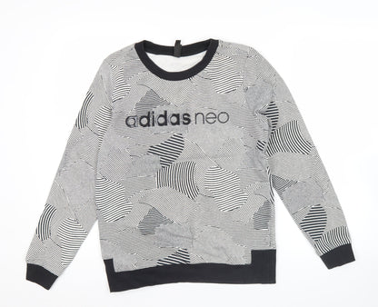 Adidas Neo Womens Black White Sweatshirt UK 10 Cotton Blend