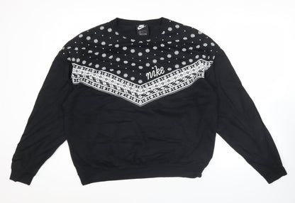 Nike Unisex Black Graphic Pullover Sweatshirt Size L Cotton Blend