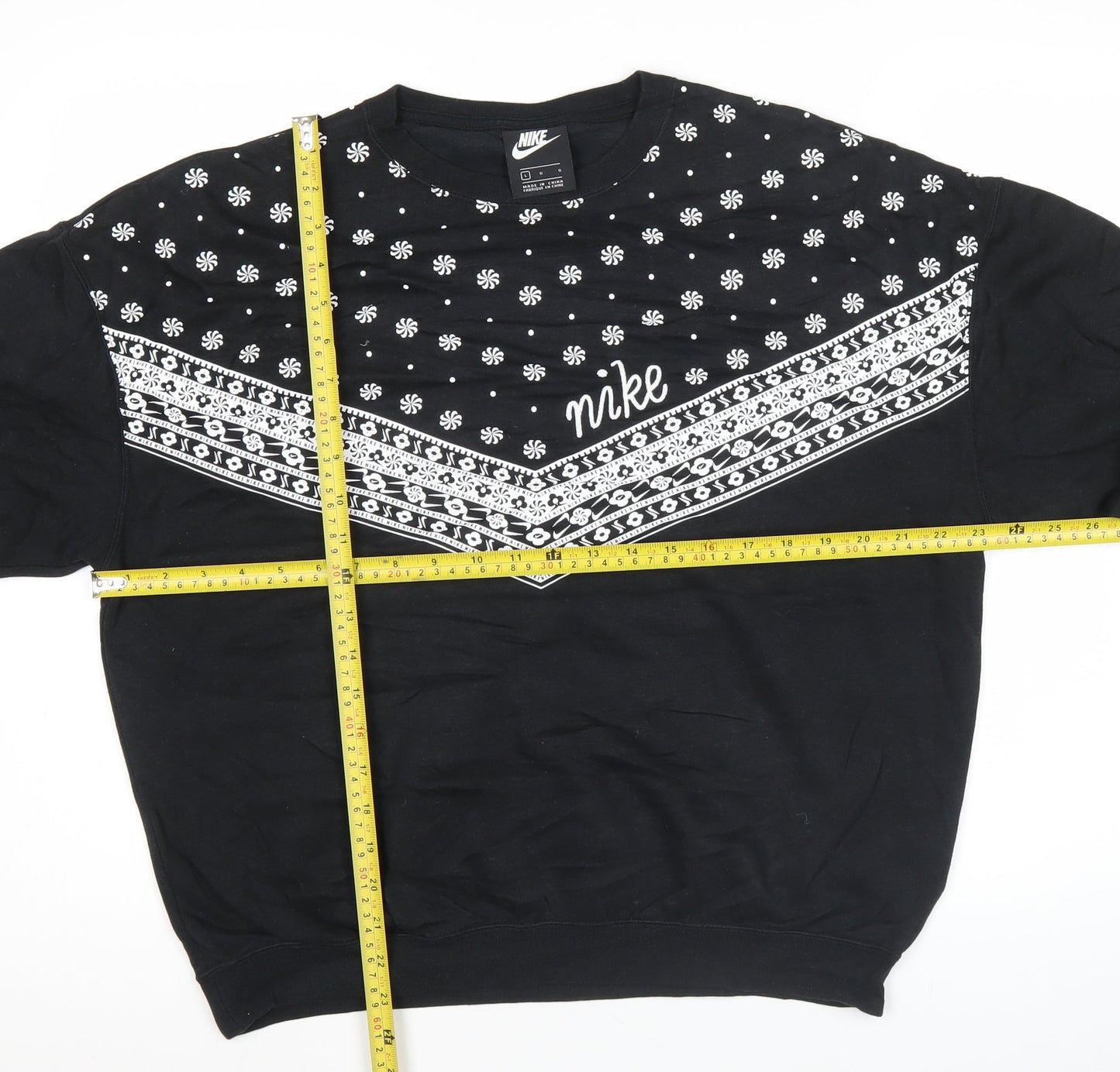 Nike Unisex Black Graphic Pullover Sweatshirt Size L Cotton Blend