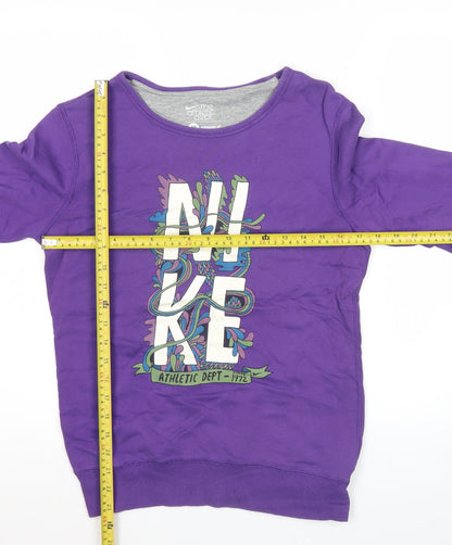 Nike Womens Purple Crew Neck Sweatshirt M Cotton Graphic Print