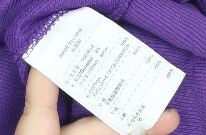 Nike Womens Purple Crew Neck Sweatshirt M Cotton Graphic Print