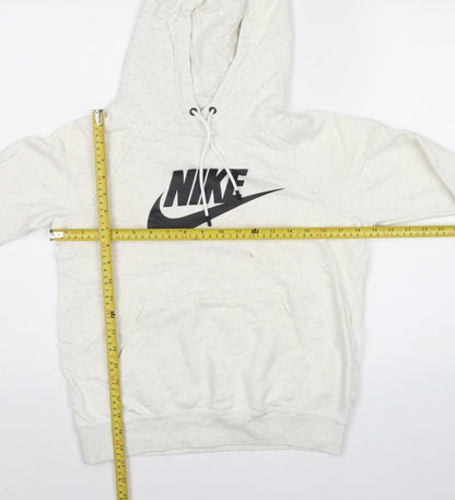 Nike Women’s White Pullover Hoodie Small Cotton Blend Logo Print