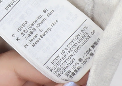 Nike Women’s White Pullover Hoodie Small Cotton Blend Logo Print