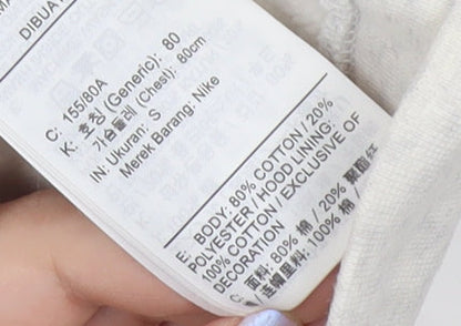 Nike Women’s White Pullover Hoodie Small Cotton Blend Logo Print