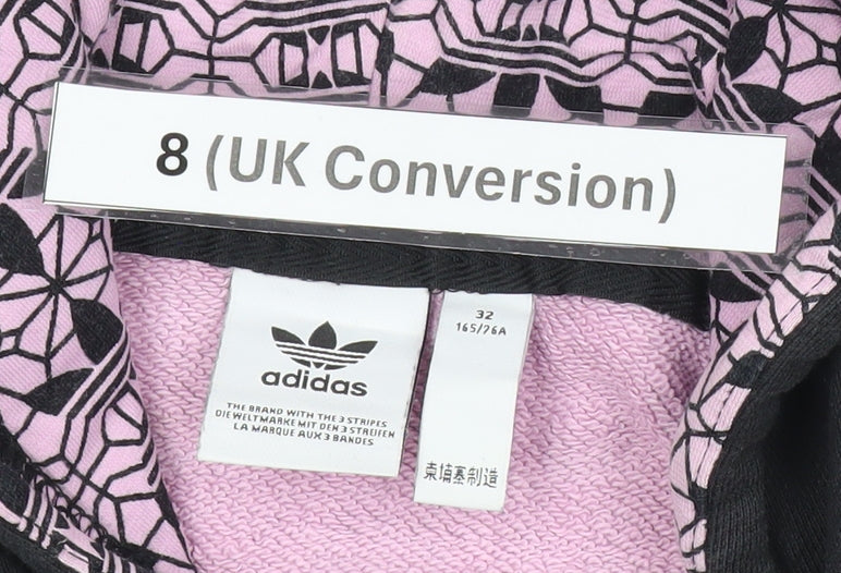 Adidas Womens Black Hoodie UK 8 Pullover Cotton 1/2 Zip Logo