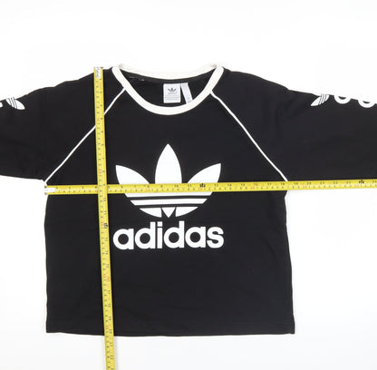 Adidas Women Black M Sweatshirt Logo Print Long Sleeve Pullover