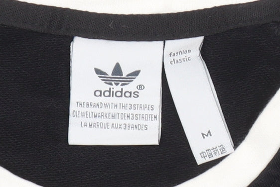 Adidas Women Black M Sweatshirt Logo Print Long Sleeve Pullover