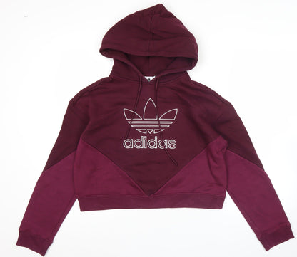 Adidas Women’s Burgundy Hoodie UK 8 Pullover Logo Cotton Blend