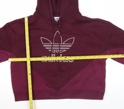 Adidas Women’s Burgundy Hoodie UK 8 Pullover Logo Cotton Blend