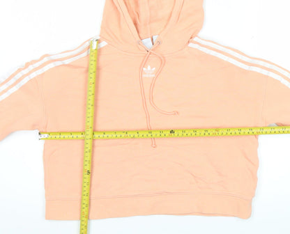 Adidas Womens Pink Cropped Pullover Hoodie Size 6 Cotton Casual