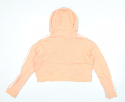 Adidas Womens Pink Cropped Pullover Hoodie Size 6 Cotton Casual