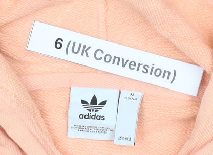 Adidas Womens Pink Cropped Pullover Hoodie Size 6 Cotton Casual