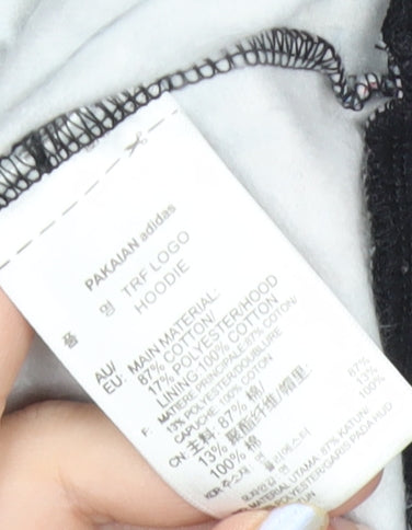 Adidas Womens Black Multicoloured Logo Hoodie Size 12 Cotton Blend