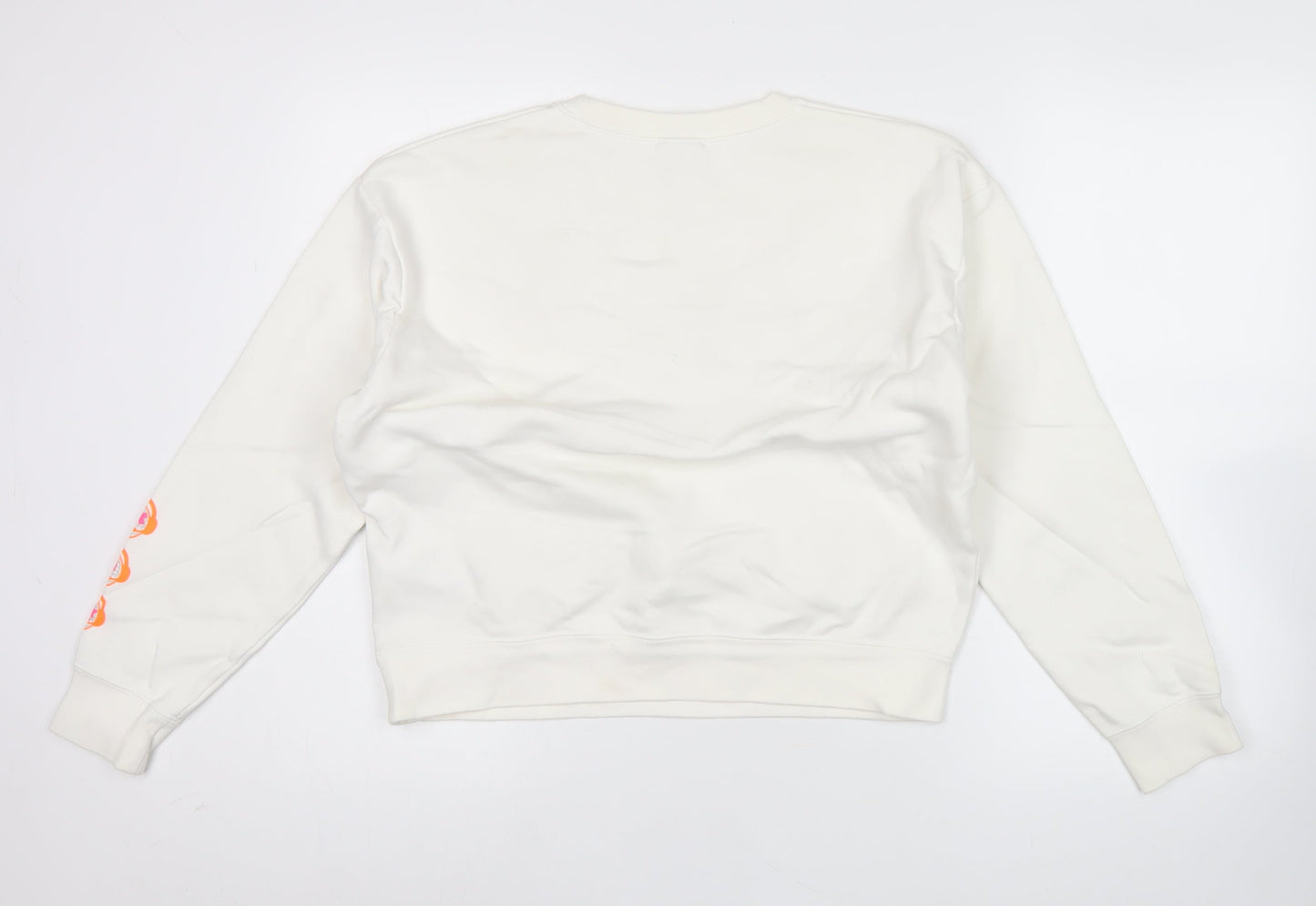 Nike Women’s White Graphic Logo Sweatshirt Size L Cotton Blend