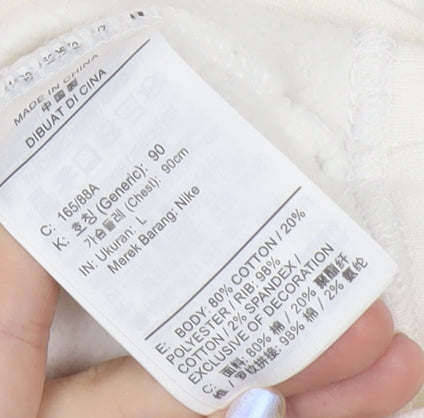 Nike Women’s White Graphic Logo Sweatshirt Size L Cotton Blend