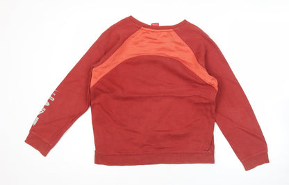 Nike Womens Red Sweatshirt L Logo Print Crew Neck Long Sleeve