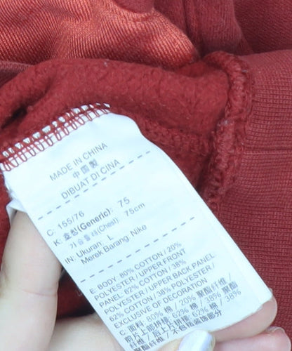 Nike Womens Red Sweatshirt L Logo Print Crew Neck Long Sleeve