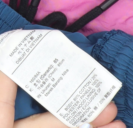 Nike Womens Grey Pink Colourblock Hoodie Sweatshirt M