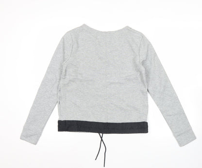 Nike Womens Grey Small Pullover Sweatshirt Logo Drawstring Hem