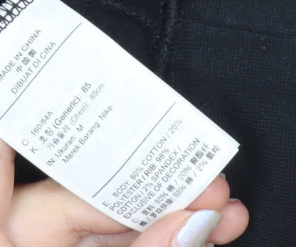 Nike Womens Black Graphic Logo Crew Neck Sweatshirt Size M