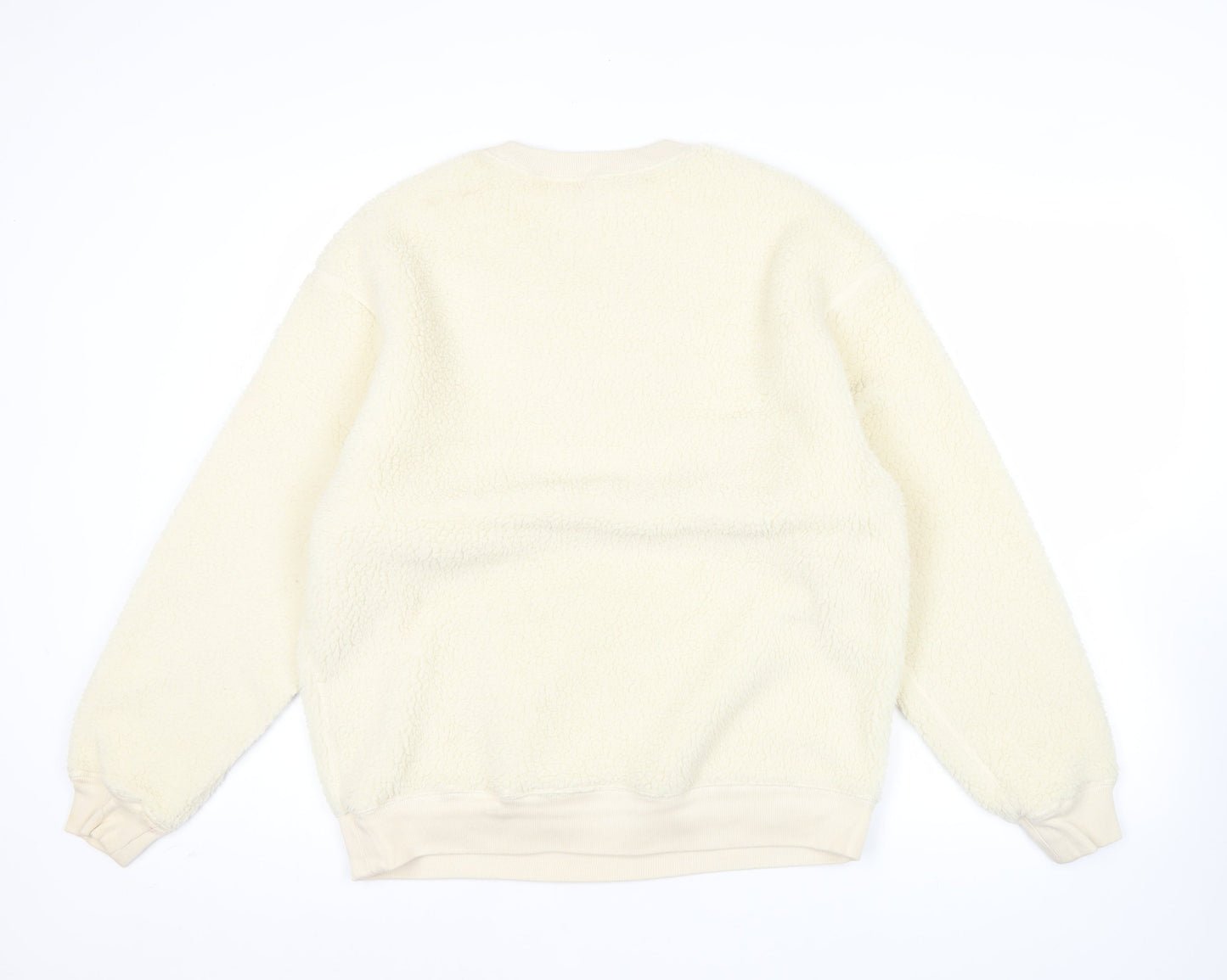 GAP Women Ivory Fleece Sweatshirt Small Logo Crew Neck Pullover