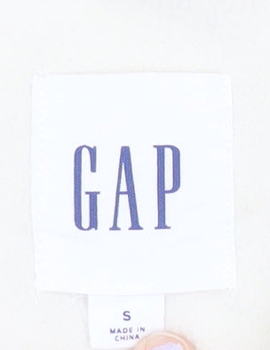 GAP Women Ivory Fleece Sweatshirt Small Logo Crew Neck Pullover