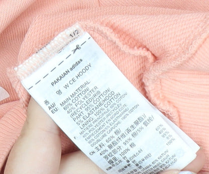 Adidas Womens Peach Hoodie UK 12 Pullover Sweatshirt Casual Sportswear