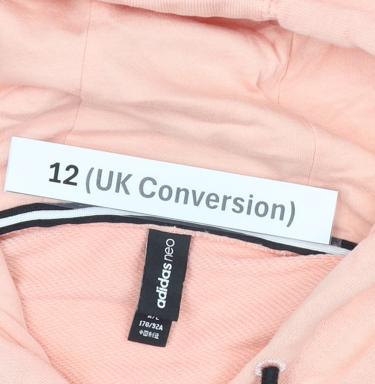 Adidas Womens Peach Hoodie UK 12 Pullover Sweatshirt Casual Sportswear