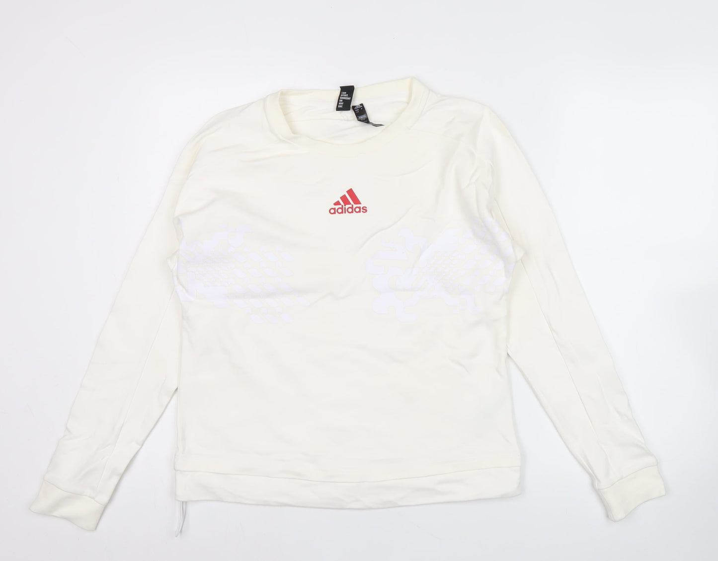 Adidas Womens Ivory Sweatshirt Size 10 Pullover Logo Cotton