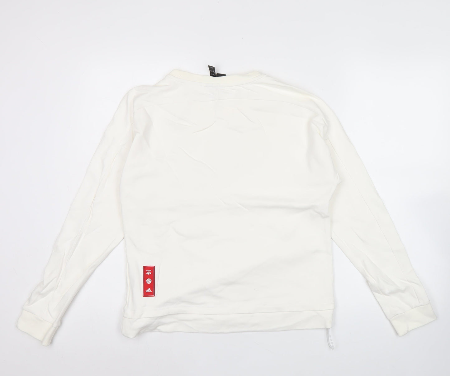 Adidas Womens Ivory Sweatshirt Size 10 Pullover Logo Cotton