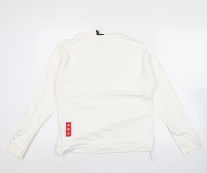 Adidas Womens Ivory Sweatshirt Size 10 Pullover Logo Cotton