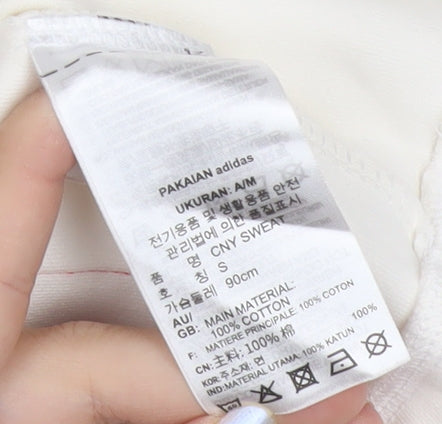 Adidas Womens Ivory Sweatshirt Size 10 Pullover Logo Cotton