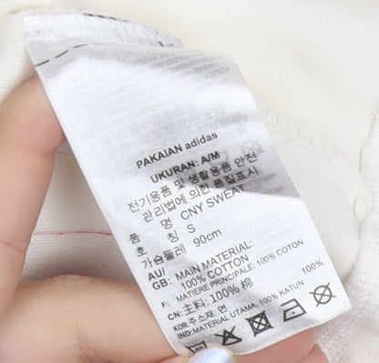 Adidas Womens Ivory Sweatshirt Size 10 Pullover Logo Cotton