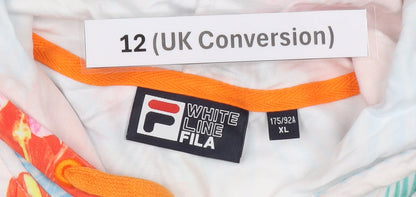 Fila Women’s White Floral Full Zip Hoodie UK 12 Short Sleeve Summer