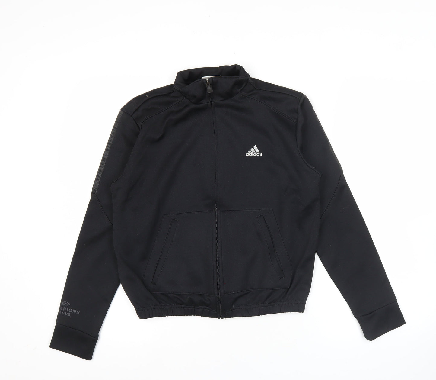 Adidas Womens Black Size 8 Track Jacket Full Zip Activewear