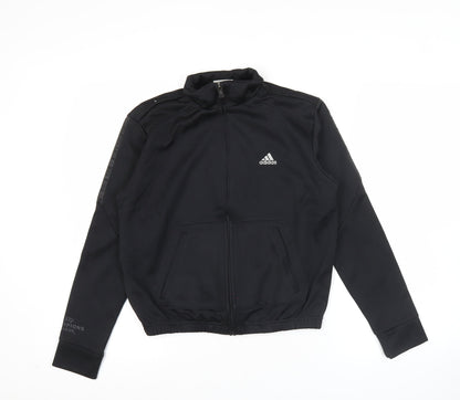 Adidas Womens Black Size 8 Track Jacket Full Zip Activewear
