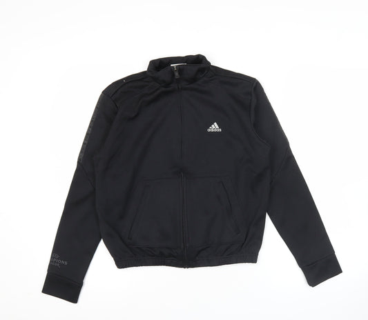 Adidas Womens Black Size 8 Track Jacket Full Zip Activewear