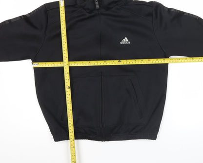 Adidas Womens Black Size 8 Track Jacket Full Zip Activewear